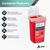 AdirMed Sharps Disposal Container with Flip Open Lid - Biohazard and Syringe Disposal Container - Ideal for Home, Clinic, Office, Barber Use with Flip-Open - (1 Quart, 6-Pack)
