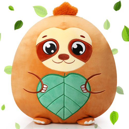 Leyndo 14 Inch Sloth Plush Throw Pillow Cute Sloth Stuffed Animals Soft Plush Stuffed Sloth Pillow for Birthday Chinese New Year Party Favor Gift Sofa Bedroom Decor