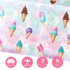 WERNNSAI Ice Cream Party Tablecloth - 2 PCS Ice Cream Party Decorations for Kids Party Supplies Plastic Waterproof Tablecloth Disposable Table Cover for Girls Kids Sweet Birthday Party 54’’ X 108’’