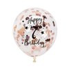 Rose Gold 7th Confetti Latex Balloons, Girls Happy 7 Years Birthday Party Balloon Decoration With Confetti, 12in, 16 Pack
