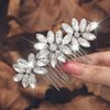 EASEDAILY Wedding Hair Comb Silver Crystal Hair Pieces Rhinestone Bridal Hair Accessories for Brides and Women