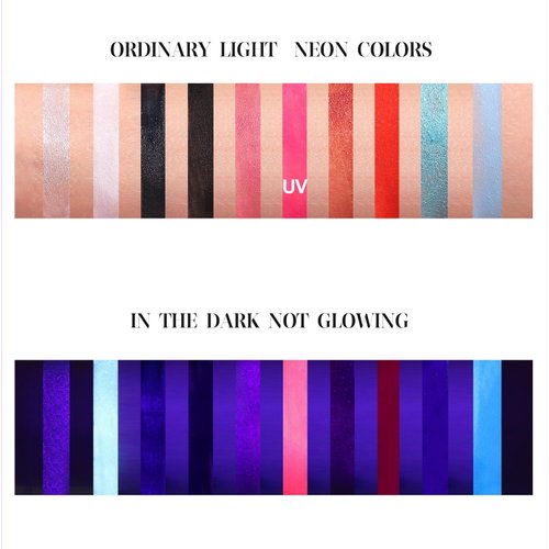 MAEPEOR Neon Face Body Paint Palette 10 Colors Glow In The Dark Eyeliner Painting Palette Neon Fluorescent Water Activated Face and Body Paint with Brush for Halloween Christmas (Set 02)