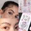 6 Sheets Eye Face Body Gems Jewels Rhinestone Temporary Tattoo Nail Art Stickers, Self Adhesive Crystal Rainbow Makeup Mobile PC Diamonds Face Stick Gems for Party Body Rhinestone