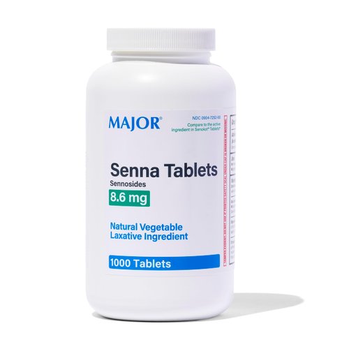 Major Senna 8.6 mg Natural Vegetable Laxative Tablets - Made With Sennosides - 1000-Count