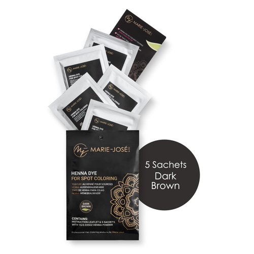 Marie-José & Co Henna Dye Set - Professional Grade Henna Tint for Spot Coloring - Good for 50 Applications (Dark Brown)