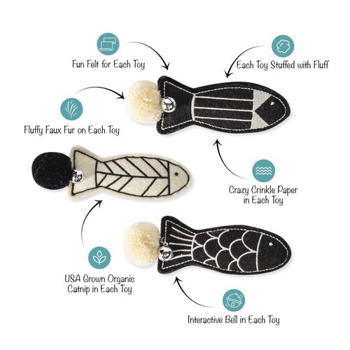 Fringe Studio "OFF THE SCALES Cat Toy Mini Set of 3, PetShop Collection (904028)