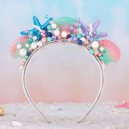 Kilshye Boho Starfish Headband Shell Headpiece Pearl Beach Wedding Hair Band Hair Accessories for Women and Girls