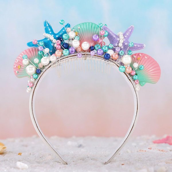 Kilshye Boho Starfish Headband Shell Headpiece Pearl Beach Wedding Hair Band Hair Accessories for Women and Girls