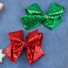 2PCS Christmas Hair Bows for Girls 5 Inches Sparkly Glitter Sequin Hair Bows Clips Red Green Hair Barrettes Headwear Hairpin Alligator Clips Bows for Girls Toddlers Kids Women