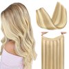 GOO GOO Wire Hair Extensions Human Hair, 18A/613A Dark Blonde mix Bleach Blonde Highlighted 16inch 95g, Invisible Wire Hair Extensions with Transparent, Seamless Fish Line Hairpiece