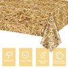 PTECDROTS 4Pcs Straw Tablecovers, Westtern Theme Birthday Tablecloths Plastic Farm Hay Table Cloths for Cowboy Western Party Supplies Farm, Hawaiian Luau, Hay Bales Party Decorations, 51x86 Inch