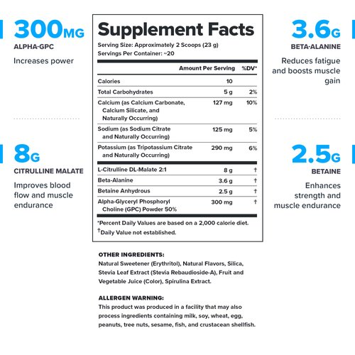 LEGION Pulse Pre Workout Supplement - All Natural Nitric Oxide Preworkout Drink to Boost Energy, Creatine Free, Naturally Sweetened, Beta Alanine, Citrulline, Alpha GPC (Caffeine Free Grape)
