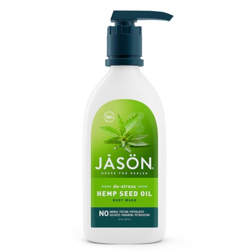 Jason Natural Body Wash & Shower Gel, De-Stress Cannabis Sativa Seed Oil, 30 Oz