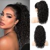 HOOJIH Ponytail Extension for Black Women Curly Wavy Drawstring Ponytail Hair Extensions Extra Fluffy Fake Pony Tail Extension 18 Inch Synthetic Hairpiece for Women Daily Use - Black Brown