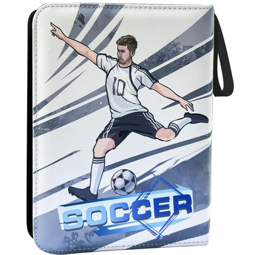 CTPOKO Soccer Card Binder, 4-Pocket, 50 Pages, 400 Card Capacity, Polyurethane, Black, Display Album