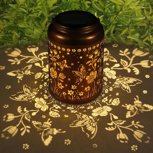Solar Lantern Outdoor Hanging Lights Christmas Birthday Gifts for Women Mom and Grandma Butterfly Flower Metal Garden Decor Outside Waterproof LED Solar Lanterns for Patio, Yard, Pathway,Landscape