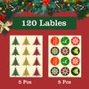 120 PCS Christmas Envelope Stickers Christmas Tree Seals Labels, 2'' Round Merry Christmas Snowflake Stickers Combination for Gift Invitation Greeting Card Envelope Holiday Presents Decorative Seals