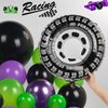 Truck Theme Purple and Green Black Balloon Garland Arch Kit with Big Wheels checkered star mylar foil balloons For Kids 2th 3th 4th Boy Birthday Truck Race Car Party Decorations