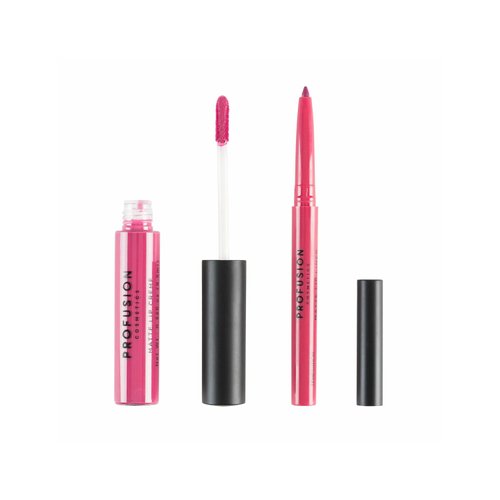 Profusion Cosmetics Lip Duo Matte Lipstick and Liner Combo, Bold and Beautiful Long Lasting Lip Kit With Luxurious Matte Lip Liner and Cream (Bright Fuschia Matte)