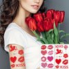 Valentines Day Temporary Tattoo Adult Kids, Red Heart Lip Fake Tattoos, Rose Angel Arrow Line Hearts Tattoo Stickers, Semi Permanent Tattoo for Women Valentines Decoration 10 Sheets