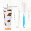 Studded Bling Diamond Tumbler Glitter Water Bottle with Lid Stainless Steel Vacuum Thermal Straw Tumbler Rhinestone Tumbler with 1 Pcs Cup Brush 6 Pcs Straw Brushes for Women (16.9 oz, Cow)