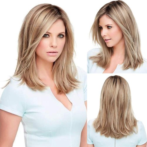 BLONDE UNICORN Blonde Wigs for Women, Shoulder Length Straight Hair Wig,Fiber & Remy Human Hair Blend,Natural Daily Use Hair Wig