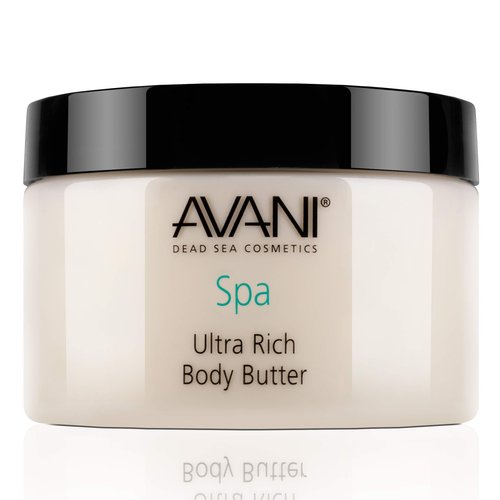 Avani Ultra Rich Body Butter - Dead Sea Salt, Aloe Vera, Vitamin E, Shea, Jojoba, Sunflower, Olive Essential Oil - Natural Exfoliating & Moisturizing Butter for All Skin Types - Citrus/Vanilla