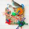 Bird Foraging Wall Toy, Straw Braid Rope Net Hanging Climbing Hammock Mat with Colorful Chewing Toys Bird Climbing Net Bird Toys for Lovebirds Parakeets Finch Conure Budgie（NPPW001-C）