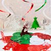 Christmas Party Decorations Foil Hanging Ceiling Swirls (30Pcs Fully-Assembled) Reindeer Bell Christmas Tree Snowflake Swirls for Porch Home House Bar, Christmas Holiday Supplies Decorations