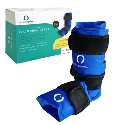 Foot and Ankle Gel Pack - Reusable Gel Ice Pack with Elastic Fastener - Cold Packs for Post-Surgery or Sport Injuries, Flexible Ice Packs - Foot Wrap and Ankle Ice Pack Wrap Compression - 1 Pack Blue