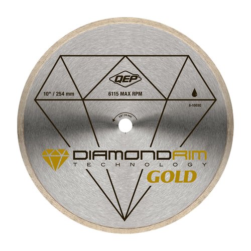 QEP 10" Continuous Rim Premium Diamond Blade for Wet or Dry Cutting of Ceramic, Porcelain, and Marble Tile
