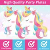 50 PCS Unicorn Birthday Party Paper Plates Unicorn Themed Party Dessert Paper Plates Disposable Unicorn Party Paper Plates for Girls Unicorn Themed Birthday Baby Shower Party Decorations Supplies