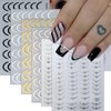 Simple Lines Nail Stickers for Nail Art 6Sheets French Tip Nail Art Stickers Curved Stripe Nail Supplies Crystal Diamond Nail Design Sticker French Gold Silver Line Nail Decals for Nail Art Decoration