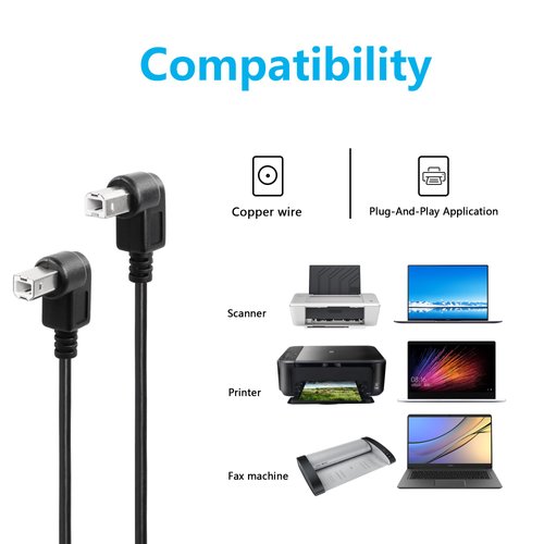 SinLoon 2 Pack USB C Printer Cable Right Angled USB B to Type C Cord 11.8inch USB B Male to USB C Male for Printer,MIDI Controller,Scanner,Digital Piano MIDI Controller,DJ Controller (UP+Down)