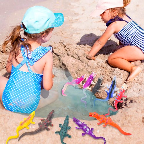 10Pcs Alligator Toy Animal Figure Bath Toys, Color Changing Crocodile Toy, Stress Relief Toys Adults, for Kids 3 Years and up, Water Table Toys for Themed Parties, Cake Topper, Kids Easter Basket