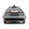 Delorean DMC (Time Machine) Brushed Metal Train Wheel Version Back to The Future Part III (1990) Movie Hollywood Rides Series 1/32 Diecast Model Car by Jada 34786