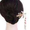 Gold Phoenix Tassel Hairpins Pearl Tassel U-Shape Hair Stick Chinese Style Phoenix Hair Fork Hanfu Headdress Hair Accessory for Women Girls