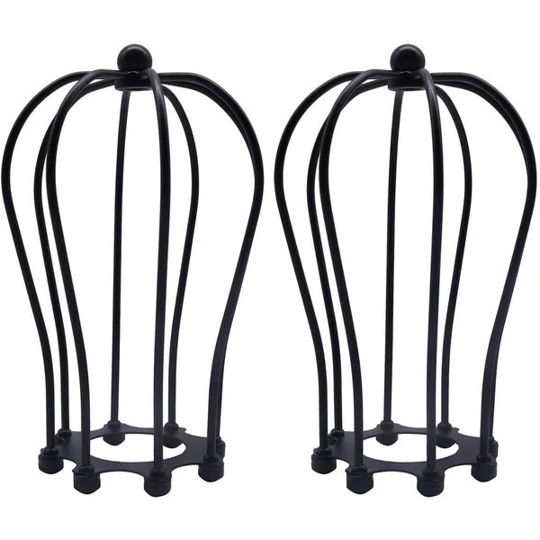 EFINEHOME 2 Pack Replacement Lofe Minimalist Art Industrial Vintage Style Black Hanging Pendant Light Fixture Metal Wire Cage Lamp Guard Pomelo Lampshades