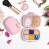 Kcmwsy Travel Pill Organizer Small Pill Box Portable Daily 8 Compartment Pill Case for Purse Pocket Medicine Vitamin Holder Container（Wheat Pink）