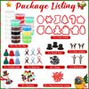 Blosssound 24 Pack Christmas DIY Craft Kit 125 Pcs Build a Snowman, Gingerbread Man, Santa & Christmas Tree Air Dry Clay Kit Christmas Gifts Stocking Stuffers for Winter Holiday Party Favors Supplies