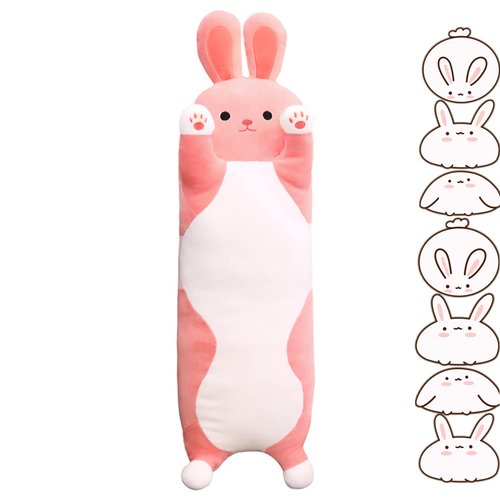 Rexinc 29.53" Bunny Plush Pillow - Cute Cartoon Sleeping Body Toy, Soft Stuffed Animal Easter Gift for Kids (Pink)