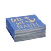 Juvale 50 Pack Blue Nautical Napkins for Let's Get Nauti Bachelorette Party Decorations, Gold Foil Anchor (5 x 5 In)