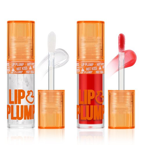 Apooliy 2pcs Lip Plumper Gloss，Hydrating Lip Glow Oil，Korean Clear Lip Balm，High Pigmention，Long Wear Lipstick,Non-Sticky