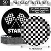 50 PCS Black and White Checkered Party Plates for Race Car Themed Party Decoration 7 Inches Race Car Birthday Paper Plates Checkered Disposable Dessert Plates for Boys Girls Race Car Party Supplies