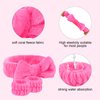 Semato Spa Headband and Wristband Set Skin Care Headband Fluffy Bow Face Wash Headband Hair Accessories Bubble Sponge Spa Headband for Women and Girls (hot pink)