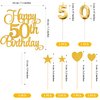 Lecferrarc 50th Birthday Cake Decorations, 50th Birthday Candles Cake Numeral Candles and Glitter Happy 50th Birthday Cake Toppers Set for Birthday Party Supplies (Gold)