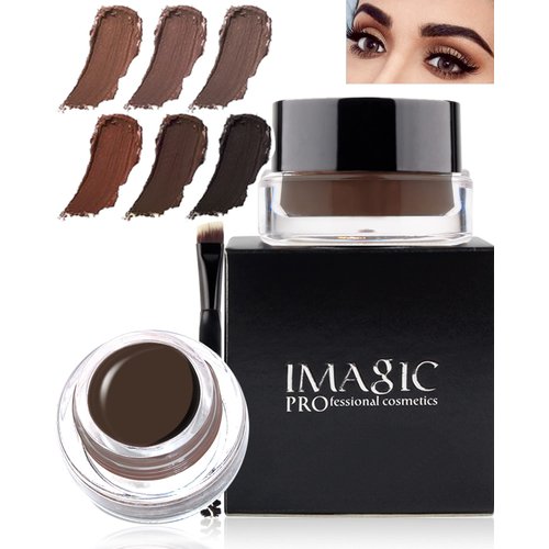 Eyebrow Pomade Waterproof, Tinted Brow Gel Cream with Brush, High-pigmented 24 Hour Wear, Smudge Proof &Sweat-proof, Super Creamy Eyebrow Pomade Filling & Shaping Brows for Women- Dark Brown