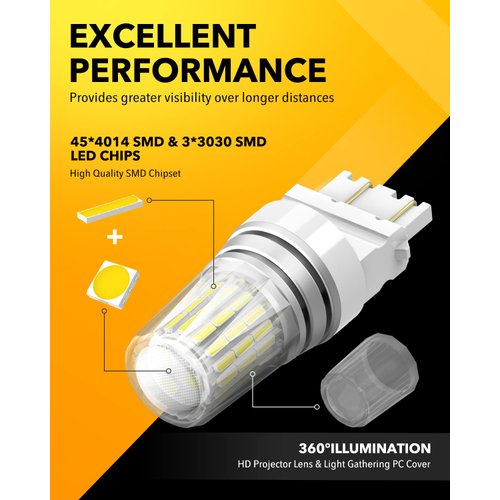 OXILAM Upgraded 3156 3157 LED Bulb Reverse Light, 600% Brightness 6500K White, Super Bright 3057 4157 4057 3457 LED Light Bulb with Projector for Backup Reverse Signal Blinker Tail DRL Brake Light