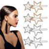 Teaaha 4PCS Star Hair Clips, Metal Hair Barrettes with Rhinestone in Silver & Golden, Hairpin for Women Girls Ladies Thick Hair Styling Accessories