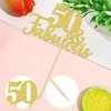 1 PCS 50 & Fabulous Cake Topper Gold Glitter 50th Birthday Anniversary Cake Pick Decoration for 50th Birthday Wedding Anniversary Party Decorations Happy 50th Birthday Cake Decorations Supplies